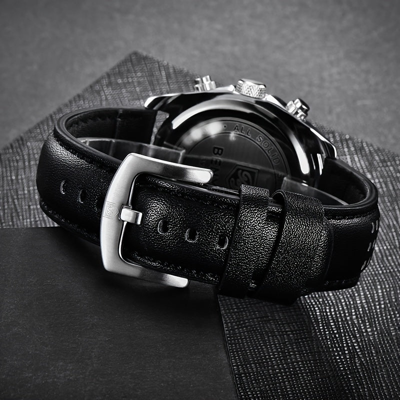 Men’s Luxury Quartz Chronograph Watch – Black Leather 5171