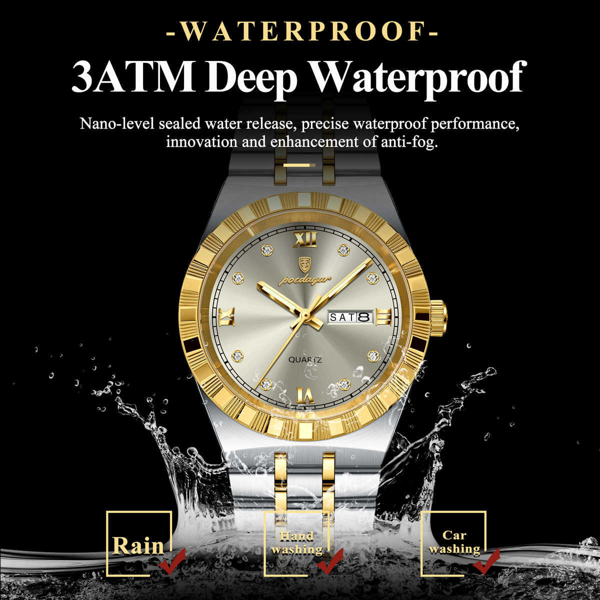 POEDAGAR Men’s Luxury Quartz Watch – Stainless Steel, Luminous & Waterproof