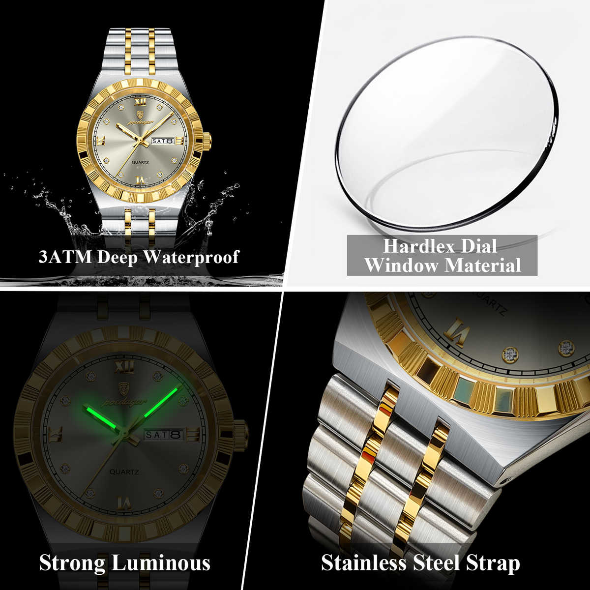 POEDAGAR Men’s Luxury Quartz Watch – Stainless Steel, Luminous & Waterproof