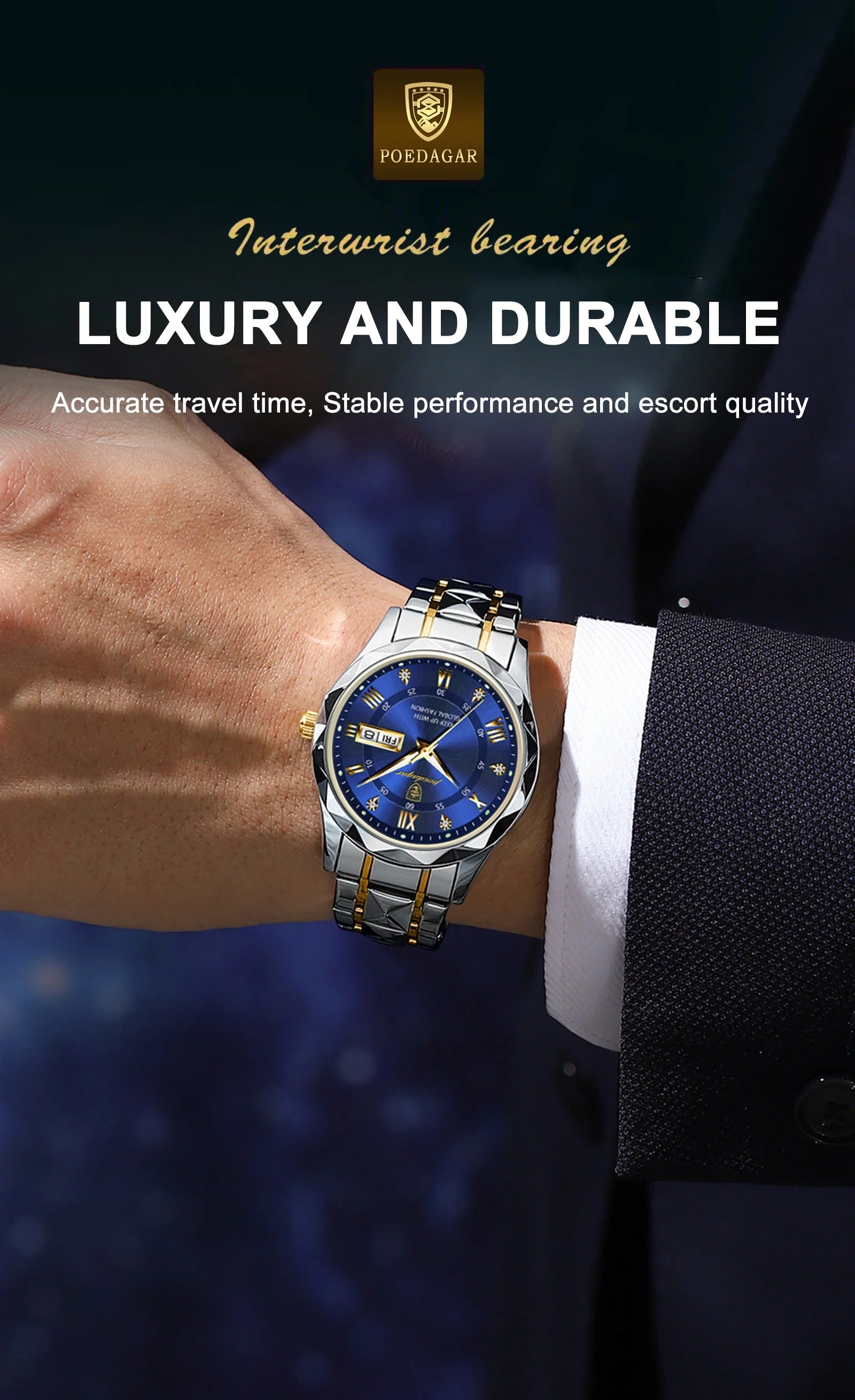 POEDAGAR Business Watch for Men – Elegant, Durable & Date Display