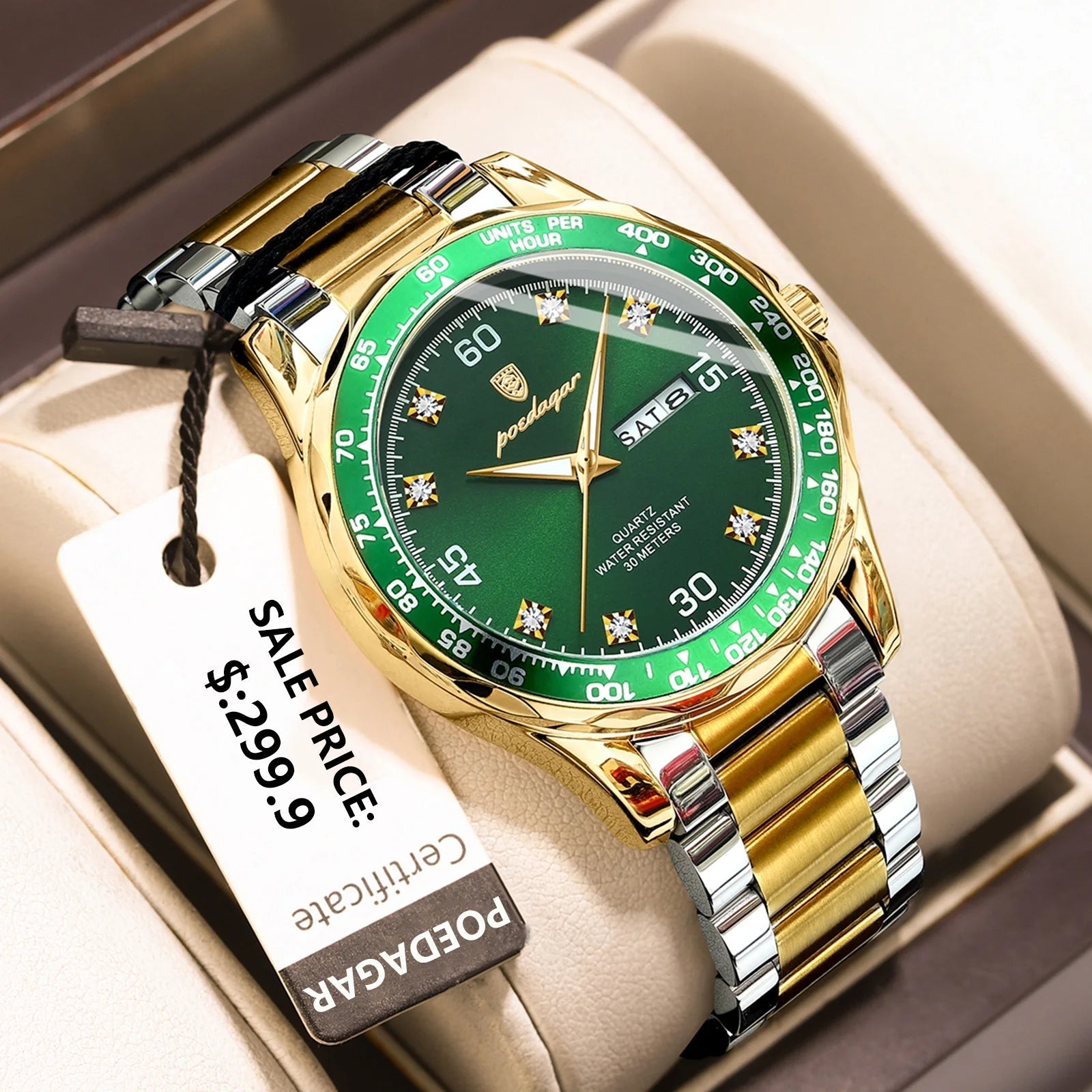 POEDAGAR Men’s Sport Watch – Date, Week & Luminous Display