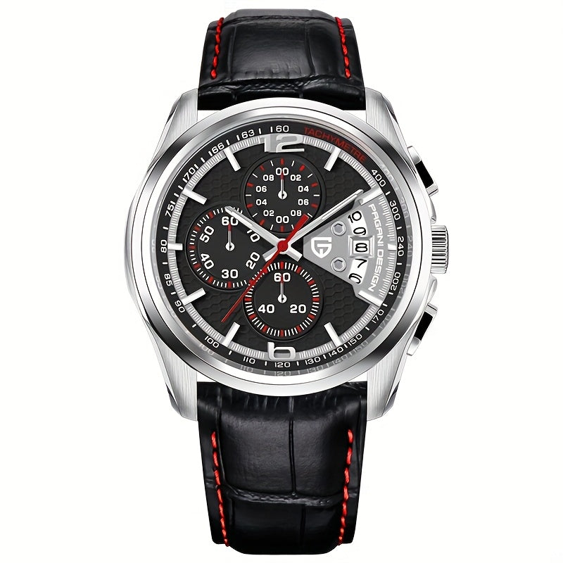 Luxury Men’s Leather Quartz Watch – Elegant, Water-Resistant Timepiece