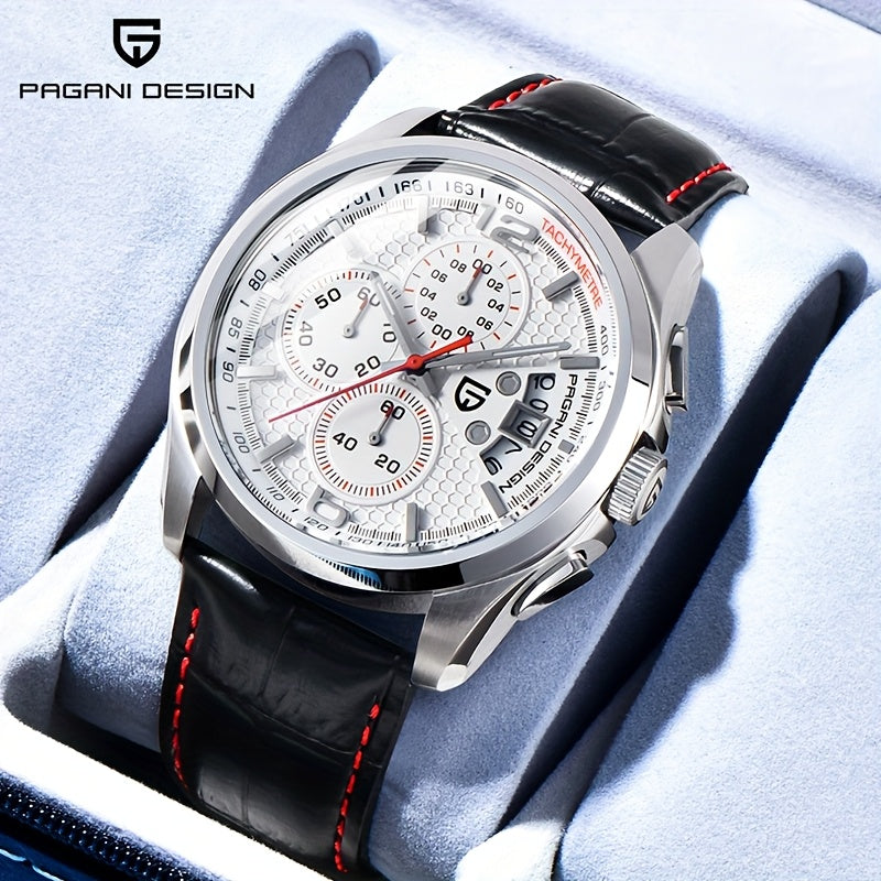 Luxury Men’s Leather Quartz Watch – Elegant, Water-Resistant Timepiece