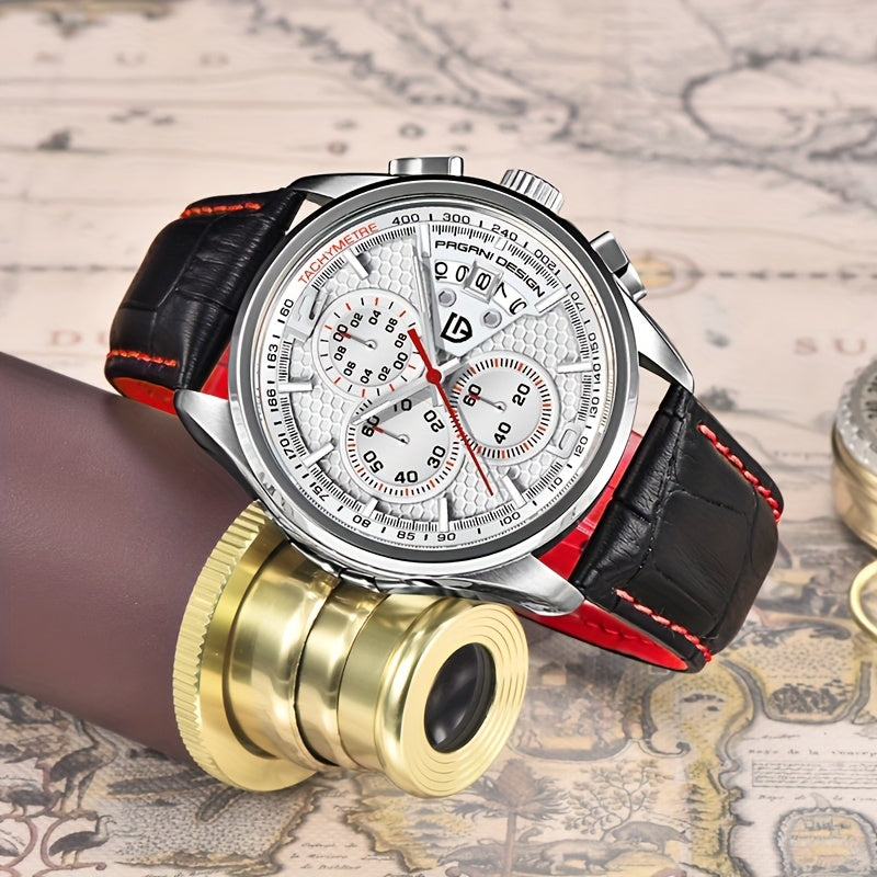 Luxury Men’s Leather Quartz Watch – Elegant, Water-Resistant Timepiece