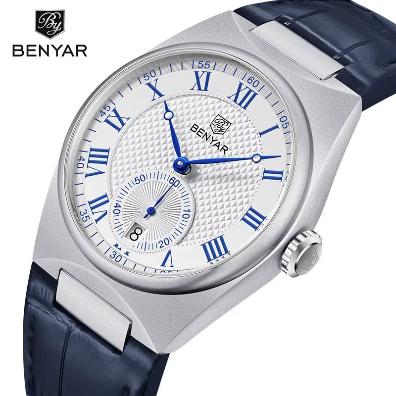 BENYAR Men’s Luxury Quartz Watch – Waterproof Leather Business Timepiece