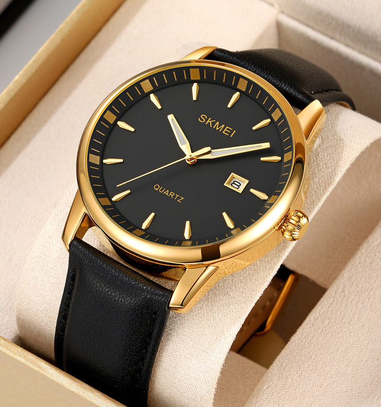 SKMEI Classic Analog Watch – Simple Casual Leather Wristwatch