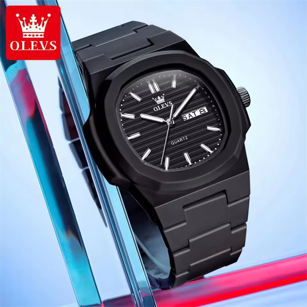 OLEVS Fashion Wine Barrel Watch – Date Display & Waterproof Design