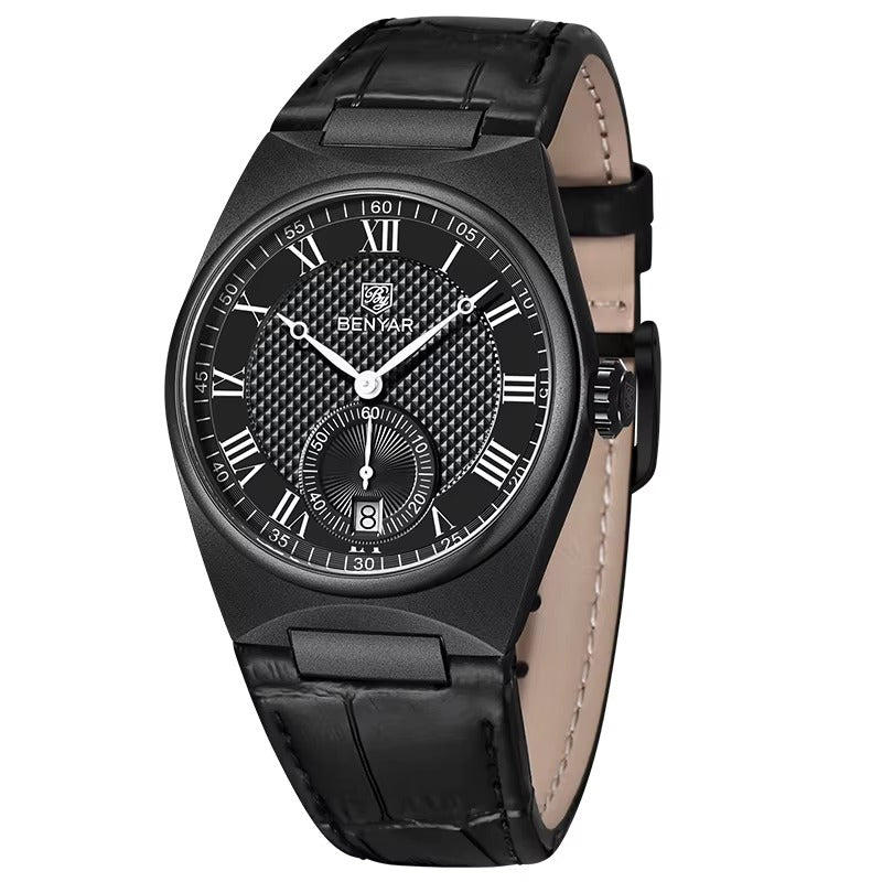 BENYAR Men’s Luxury Quartz Watch – Waterproof Leather Business Timepiece
