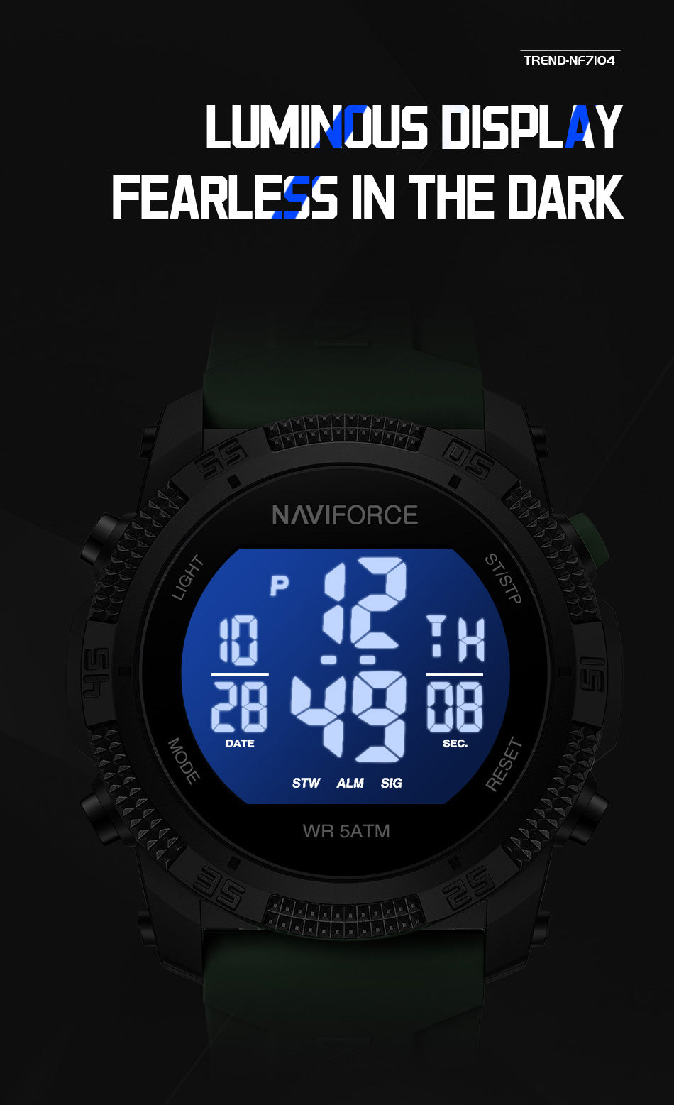 NAVIFORCE Sport Watch – Waterproof LCD Display for Men