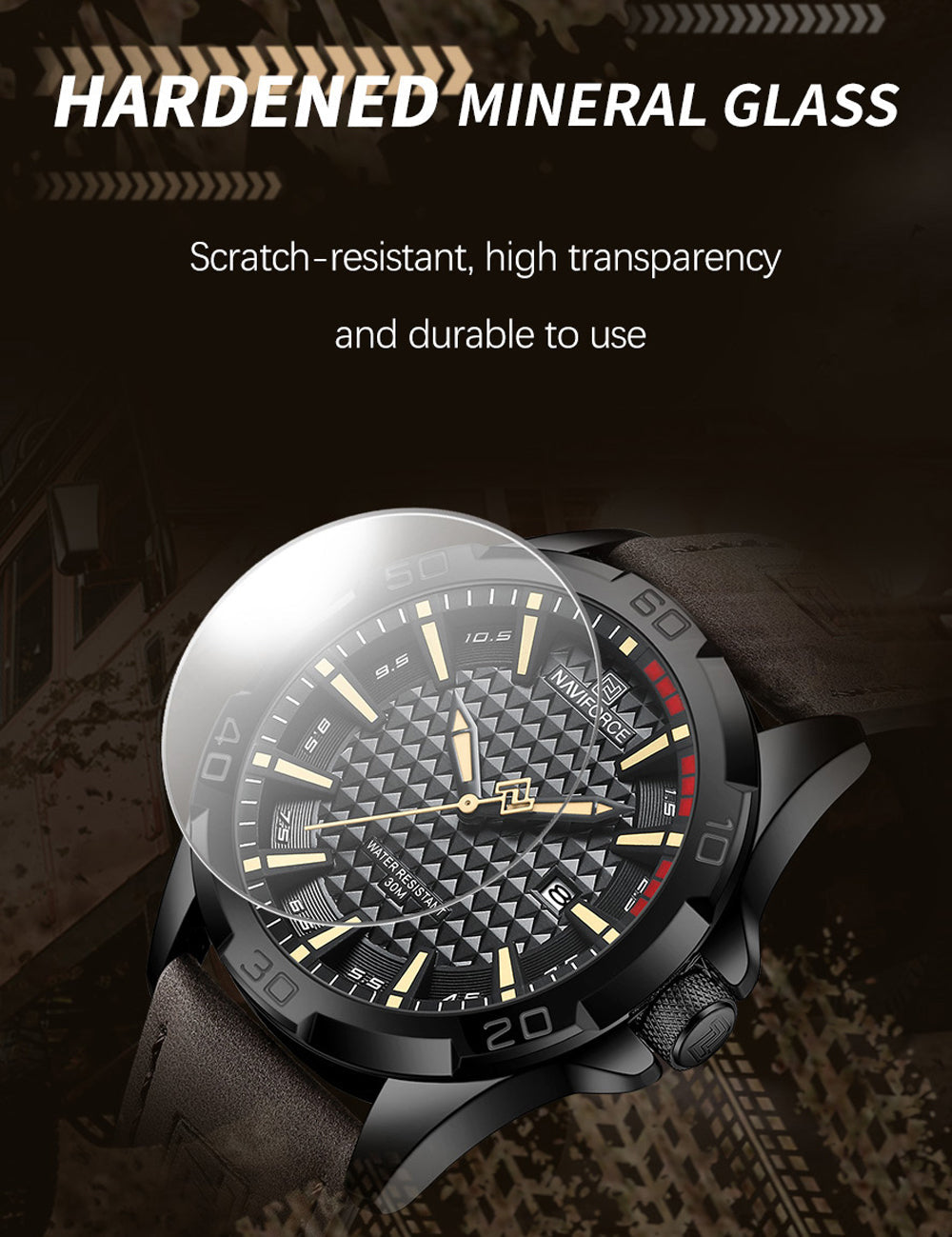 NAVIFORCE Luxury Quartz Watch – Fashionable Leather Strap for Men
