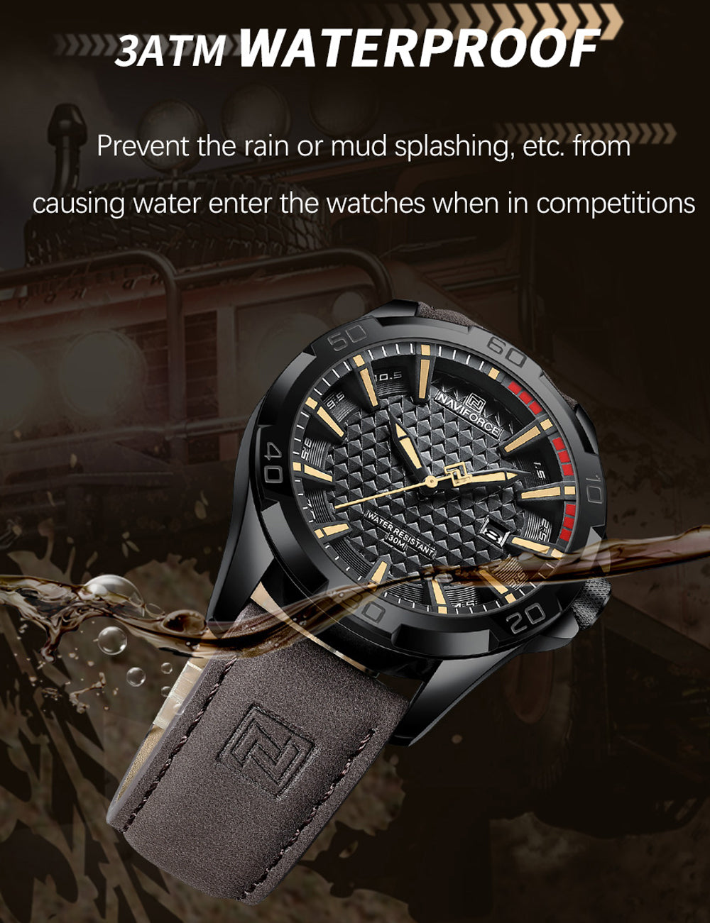 NAVIFORCE Luxury Quartz Watch – Fashionable Leather Strap for Men