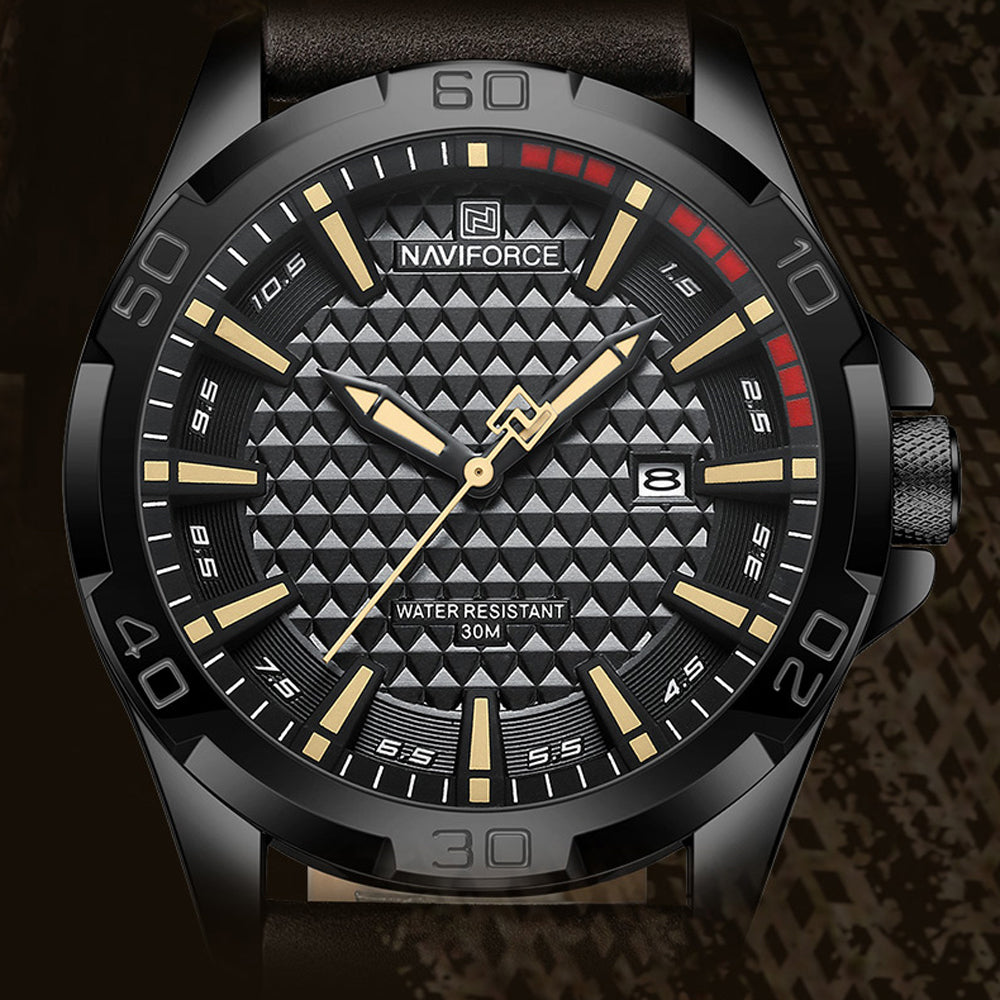 NAVIFORCE Luxury Quartz Watch – Fashionable Leather Strap for Men