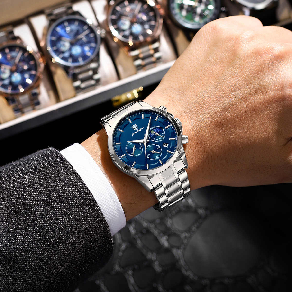 Luxury Men’s Chronograph Watch – Stainless Steel & Waterproof