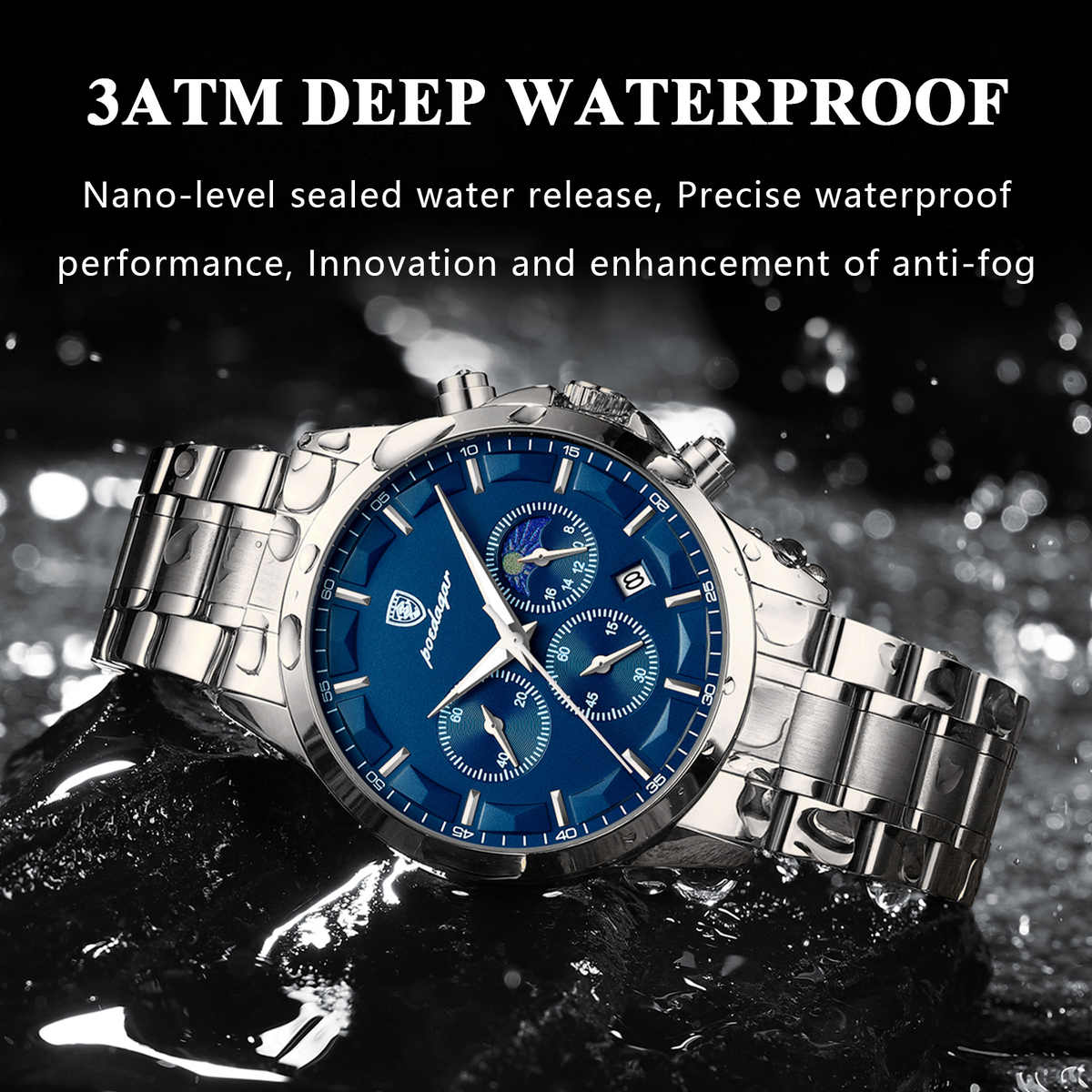 Luxury Men’s Chronograph Watch – Stainless Steel & Waterproof