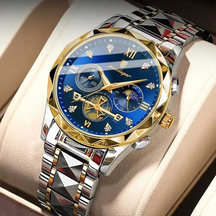 POEDAGAR Luxury Chronograph Men’s Watch – Stainless Steel & Waterproof