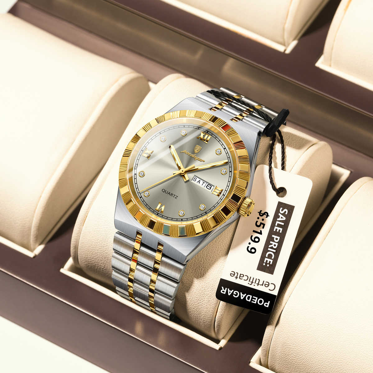 POEDAGAR Men’s Luxury Quartz Watch – Stainless Steel, Luminous & Waterproof