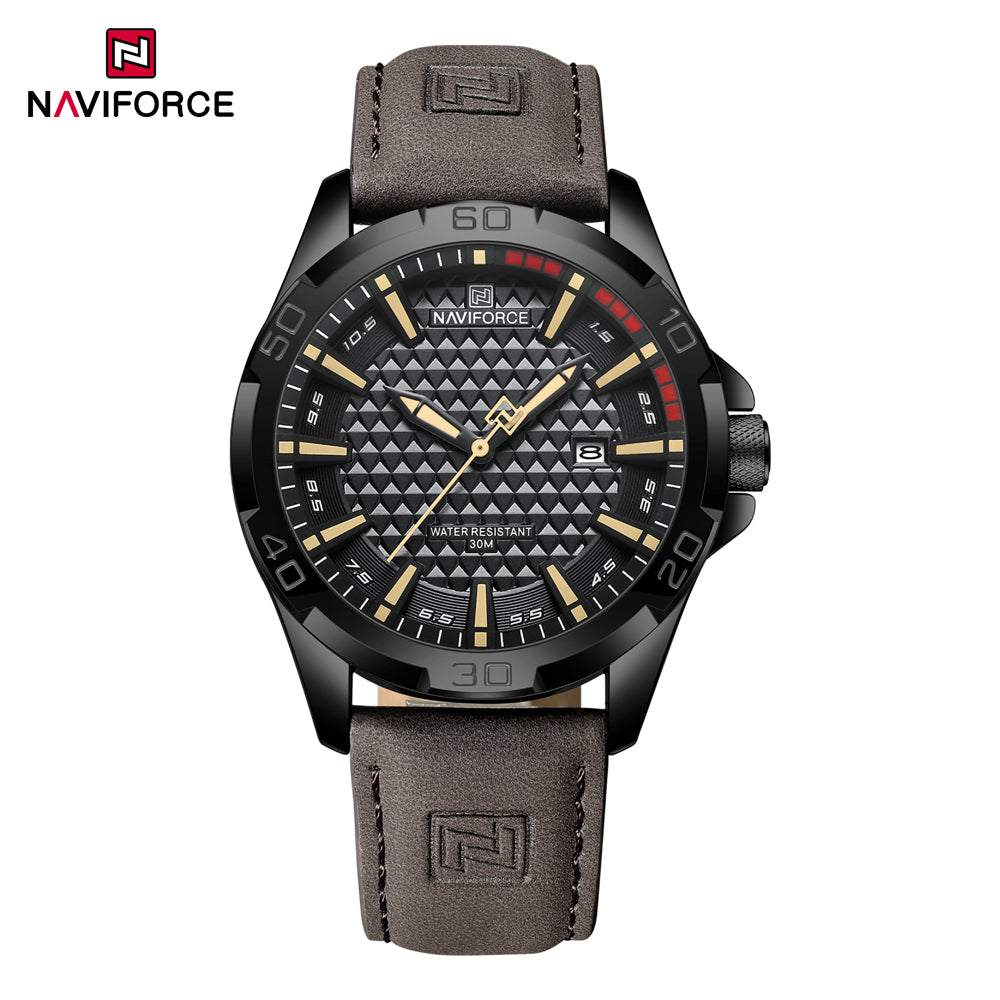 NAVIFORCE Luxury Quartz Watch – Fashionable Leather Strap for Men
