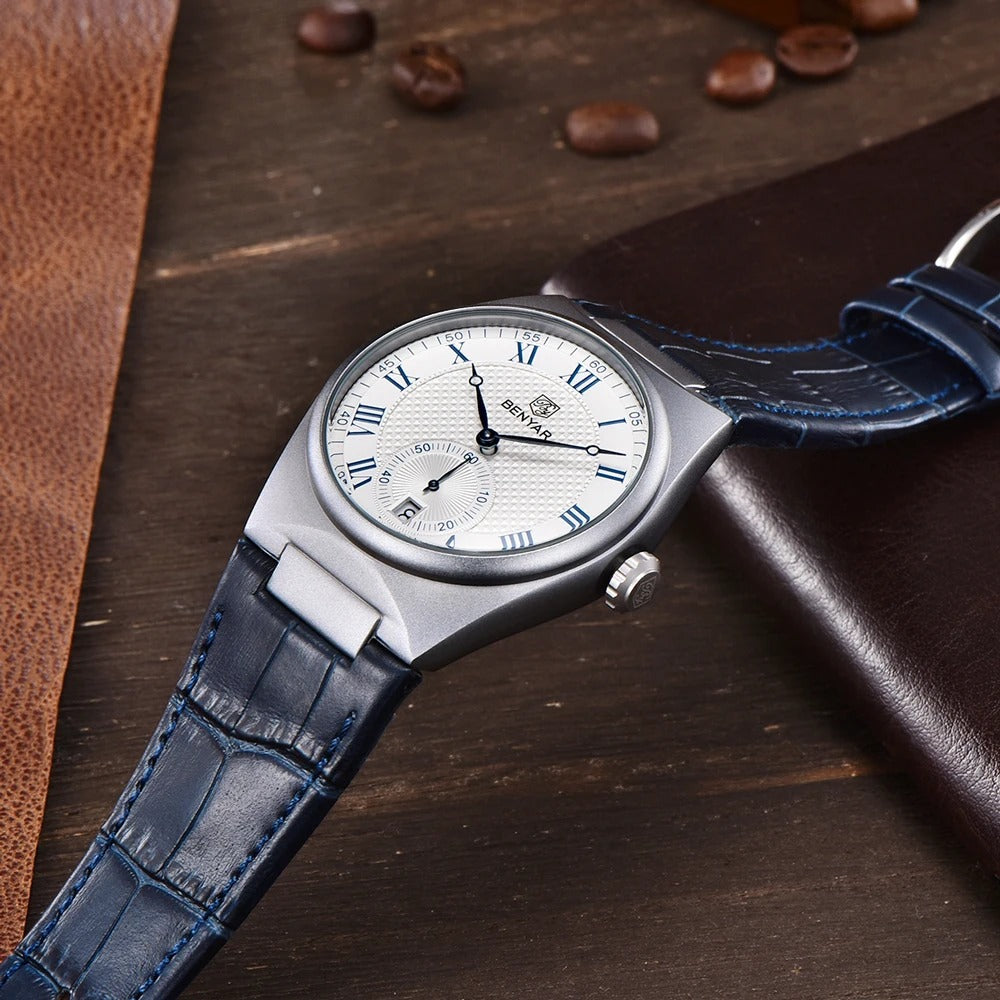 BENYAR Men’s Luxury Quartz Watch – Waterproof Leather Business Timepiece