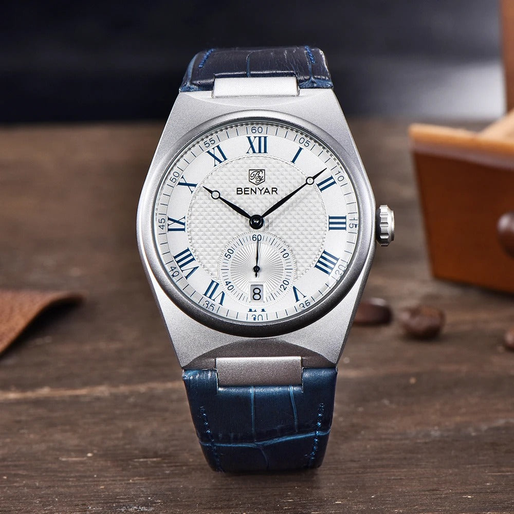 BENYAR Men’s Luxury Quartz Watch – Waterproof Leather Business Timepiece