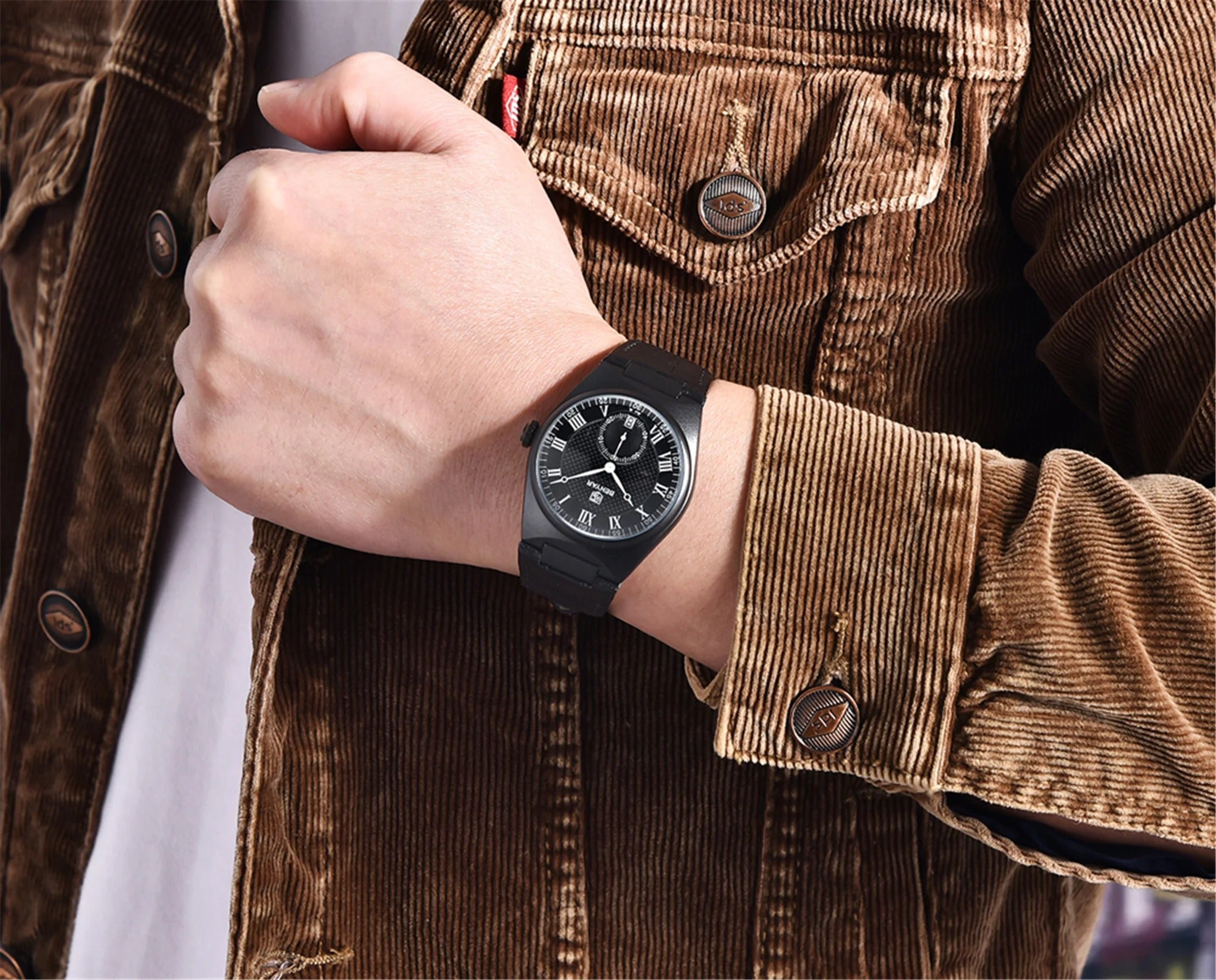 BENYAR Men’s Luxury Quartz Watch – Waterproof Leather Business Timepiece