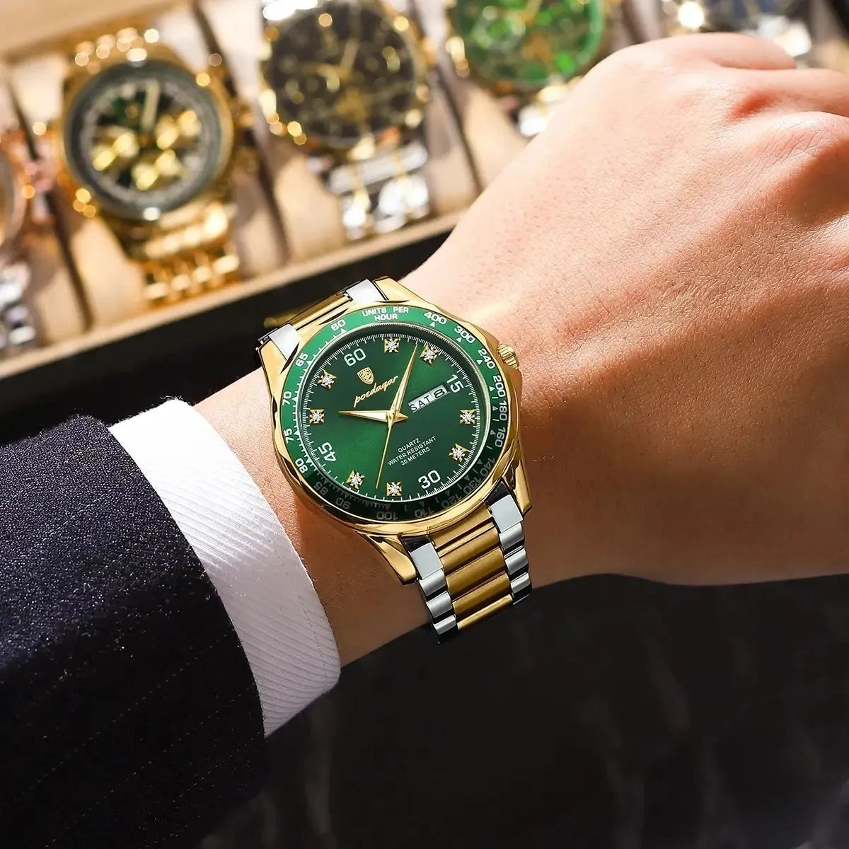 POEDAGAR Men’s Sport Watch – Date, Week & Luminous Display
