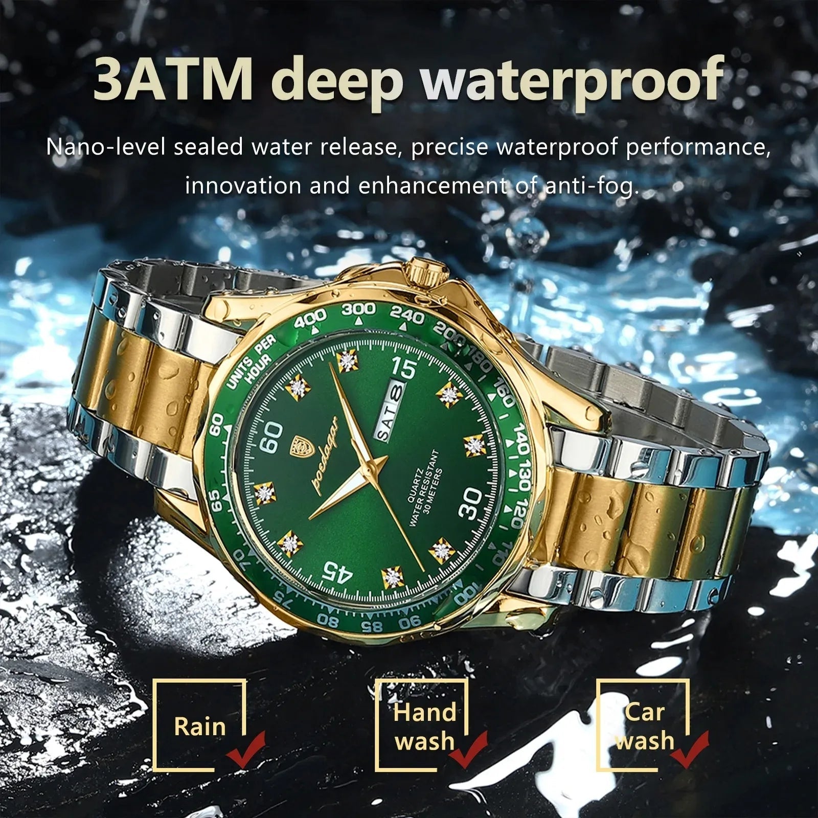 POEDAGAR Men’s Sport Watch – Date, Week & Luminous Display