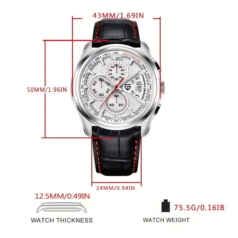 Luxury Men’s Leather Quartz Watch – Elegant, Water-Resistant Timepiece