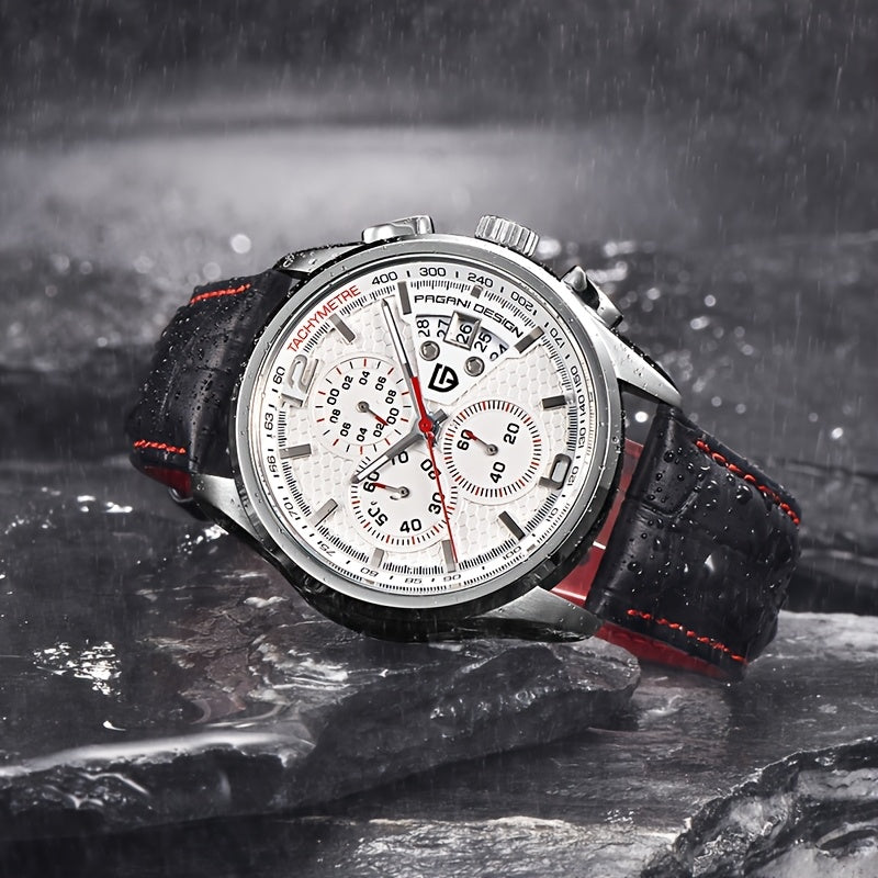 Luxury Men’s Leather Quartz Watch – Elegant, Water-Resistant Timepiece