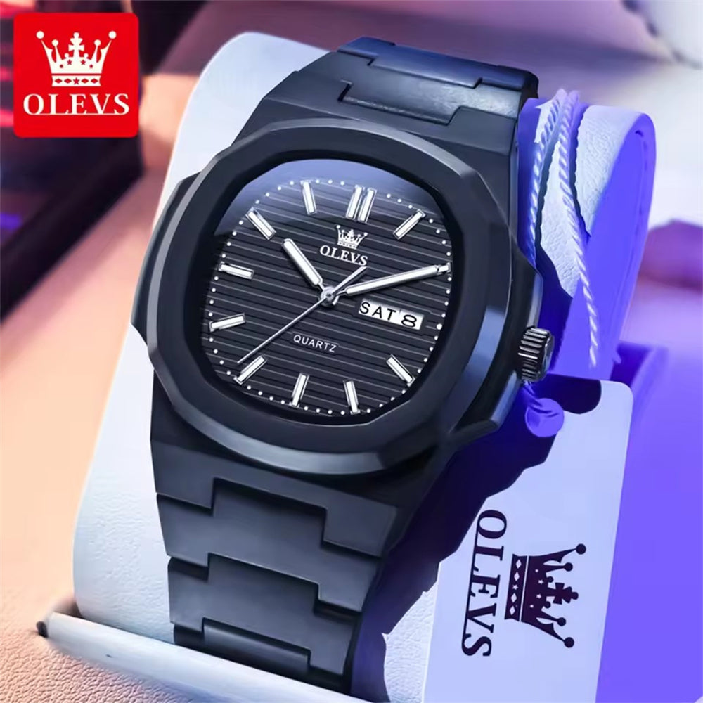 OLEVS Fashion Wine Barrel Watch – Date Display & Waterproof Design