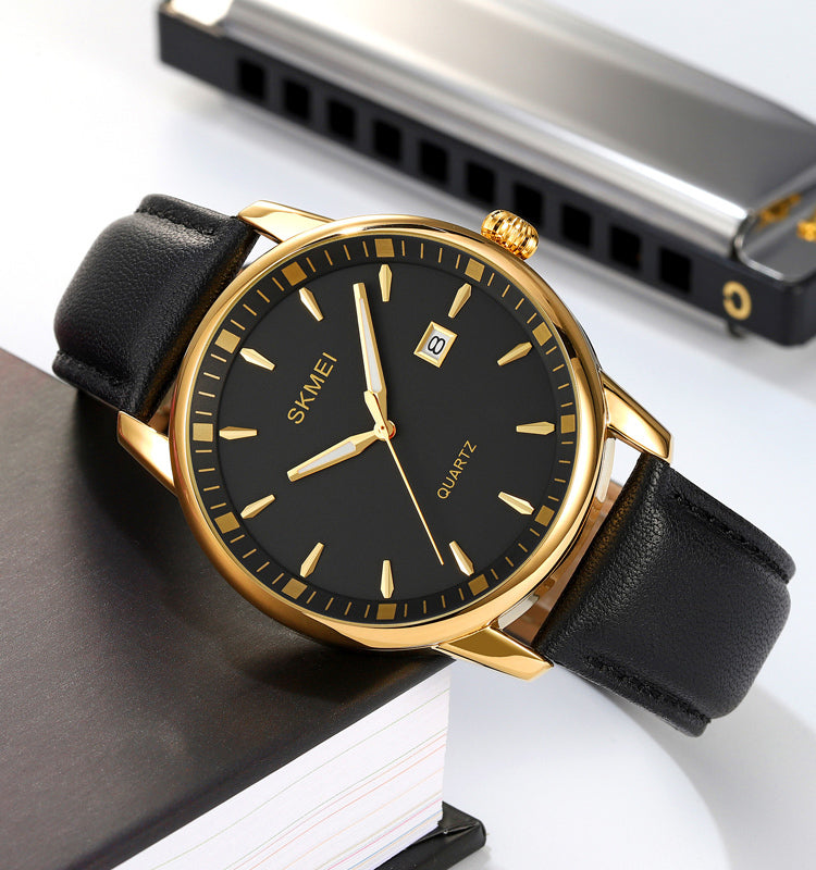 SKMEI Classic Analog Watch – Simple Casual Leather Wristwatch