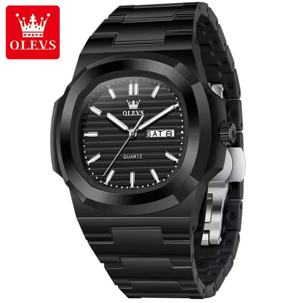 OLEVS Fashion Wine Barrel Watch – Date Display & Waterproof Design