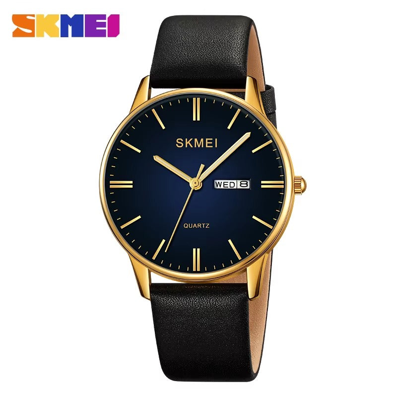 SKMEI Classic Analog Watch – Simple Casual Leather Wristwatch