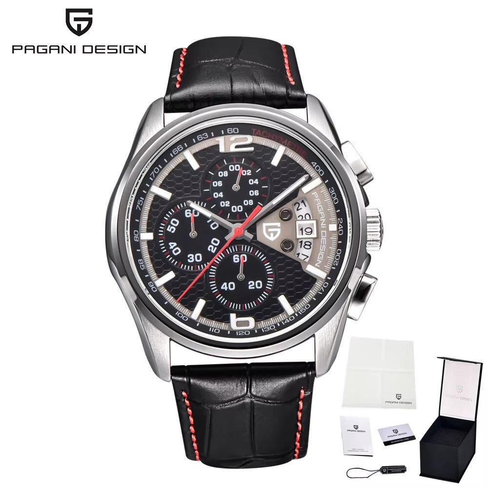 Luxury Men’s Leather Quartz Watch – Elegant, Water-Resistant Timepiece
