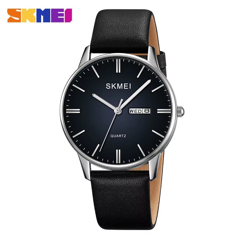 SKMEI Classic Analog Watch – Simple Casual Leather Wristwatch