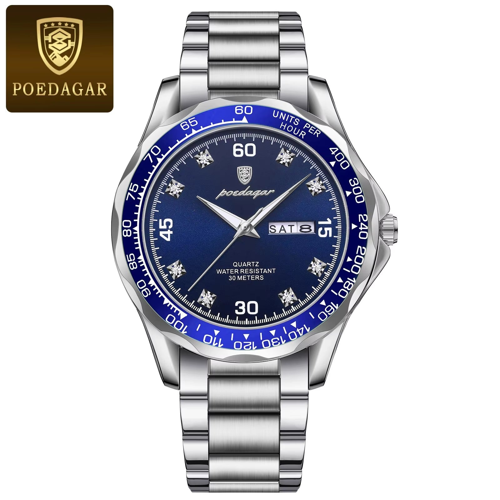 POEDAGAR Men’s Sport Watch – Date, Week & Luminous Display